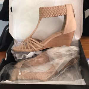 Beige Braided Wedges